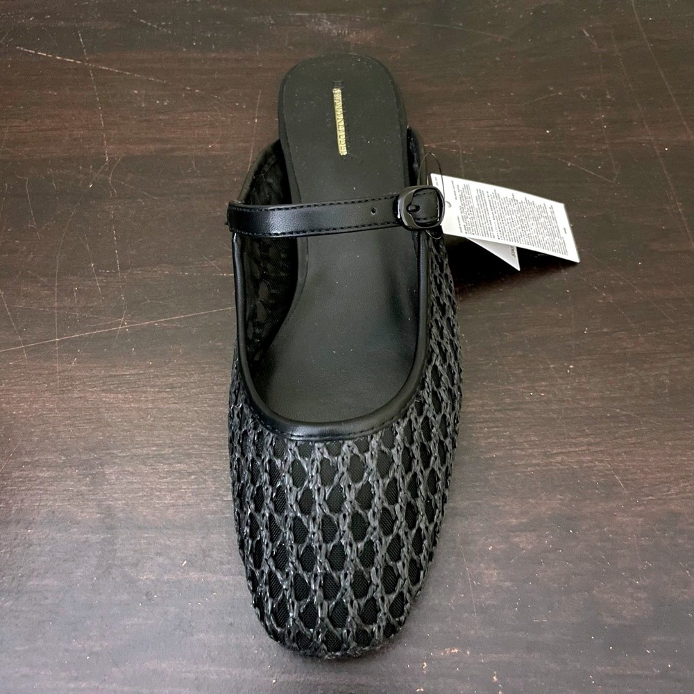 Banana Republic Womens Black Woven Mesh Mary Jane Mules Flats Size 9 - Picture 3 of 6